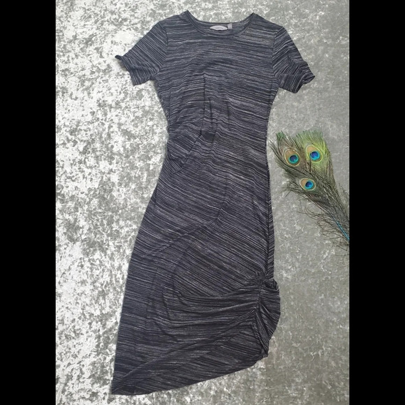 Athleta Downtown Gray Ruched Midi Dress - Picture 2 of 8